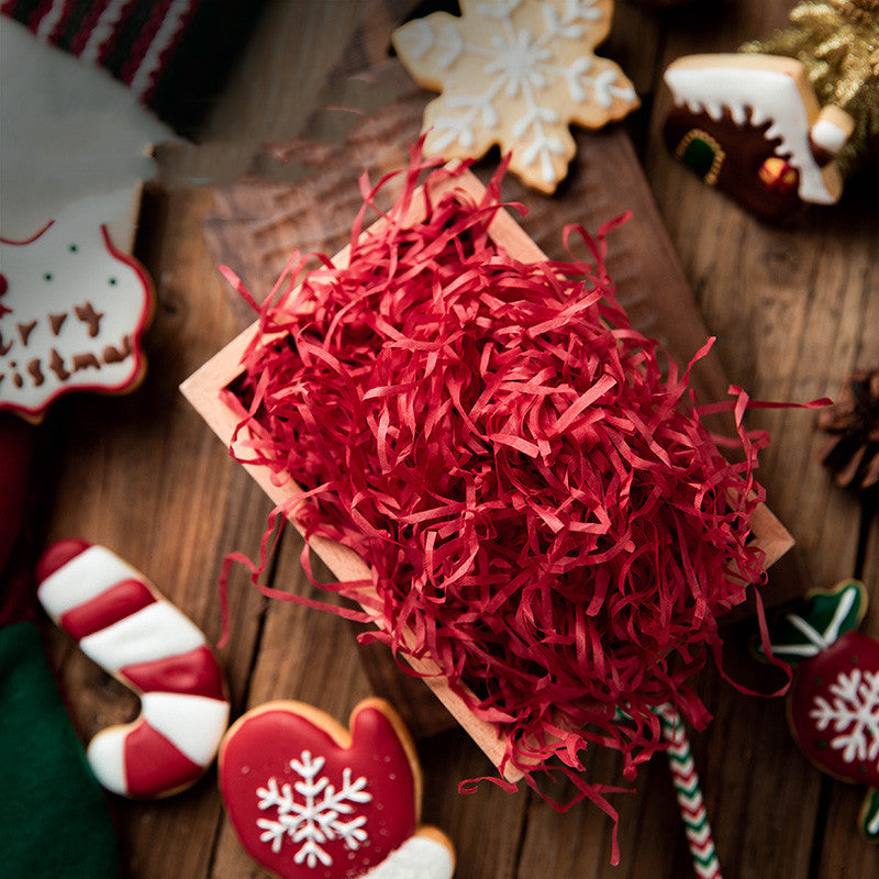Christmas themed drawstring gift pockets and decorative raffia ribbon