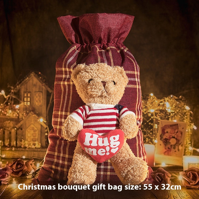 Cotton cloth Christmas gift bag with Santa Claus design for holiday gift-giving