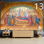 Simple fashion style printed tapestry featuring religious artwork of Christ