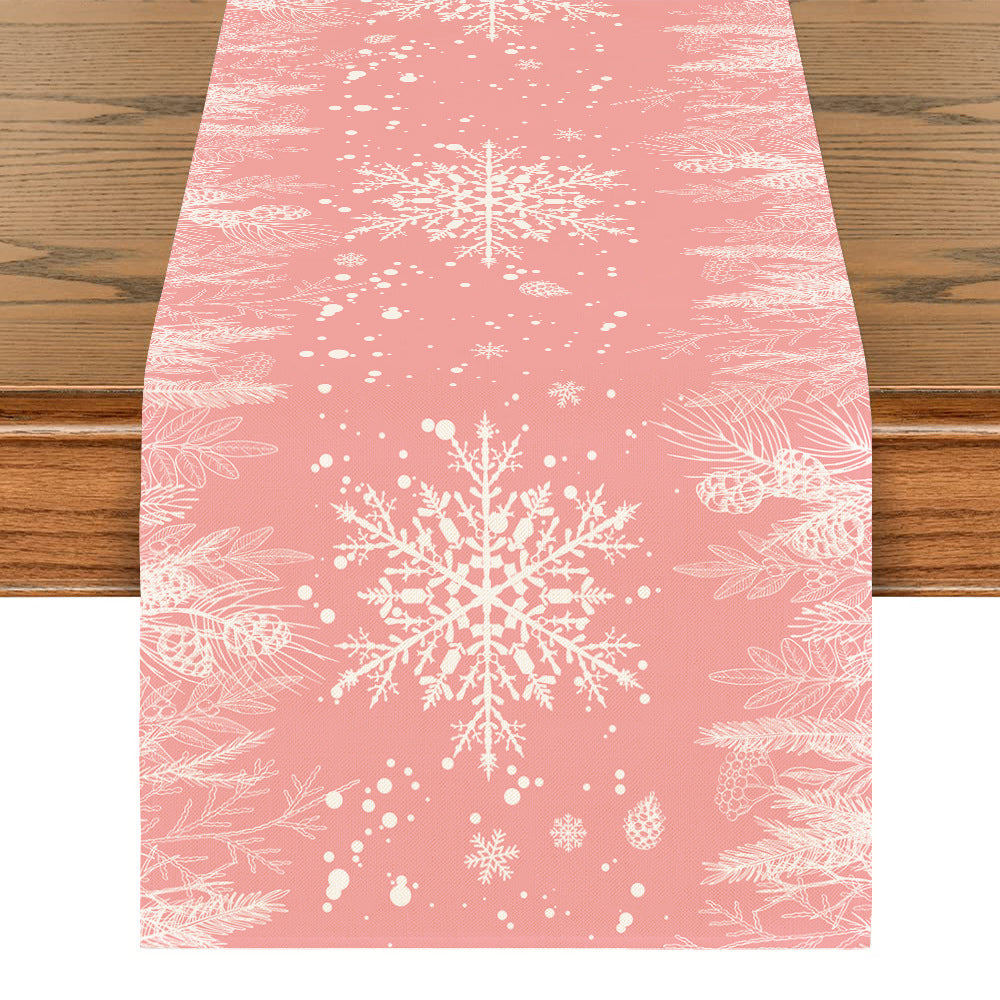 Elegant table runner displaying holiday Christmas trees