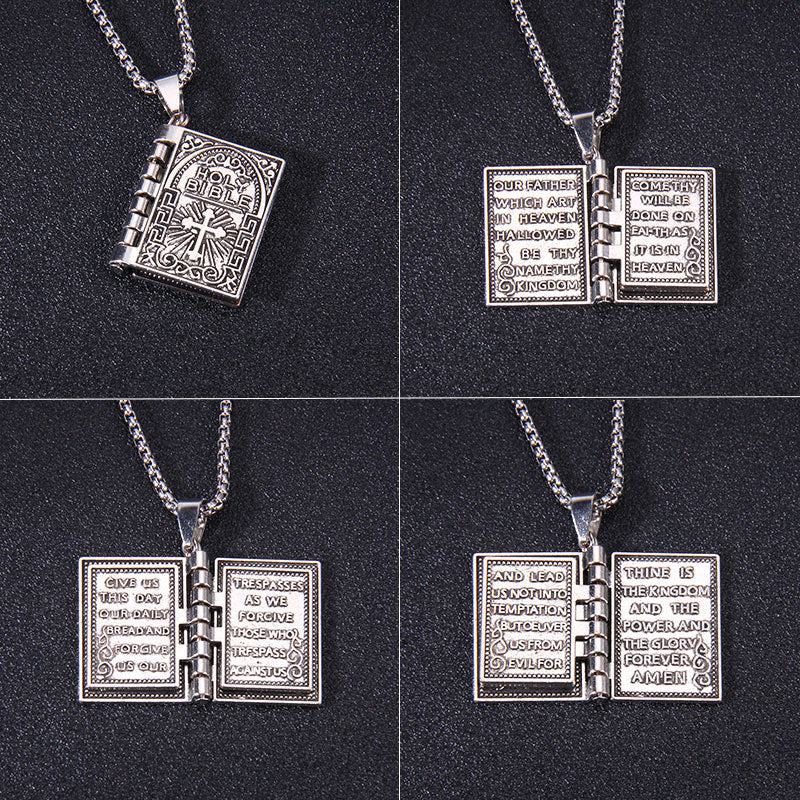 Electroplating alloy book pendant on 7cm stainless steel chain