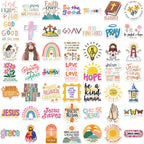 50 pack Jesus stickers with no-glue adhesive for repeated repositioning on multiple surfaces