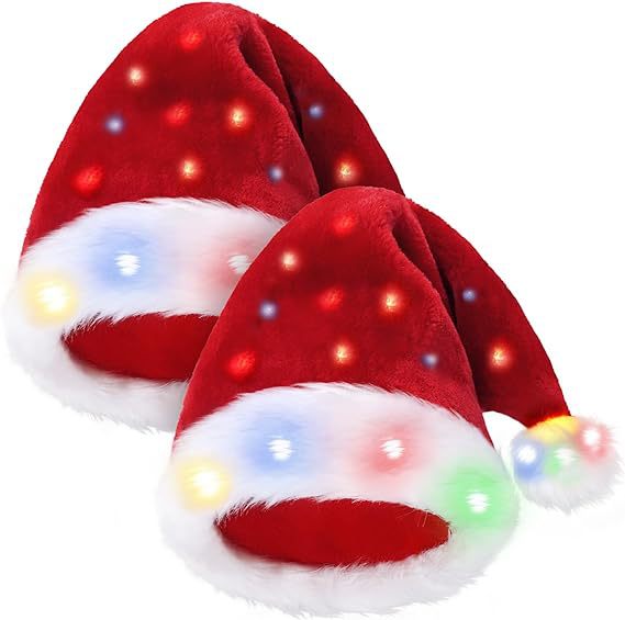 Cozy Christmas hat with soft fabric and LED illumination for Christmas Eve celebrations