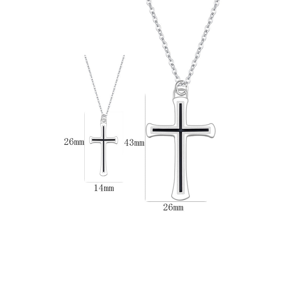 Silver cross pendant necklace for men