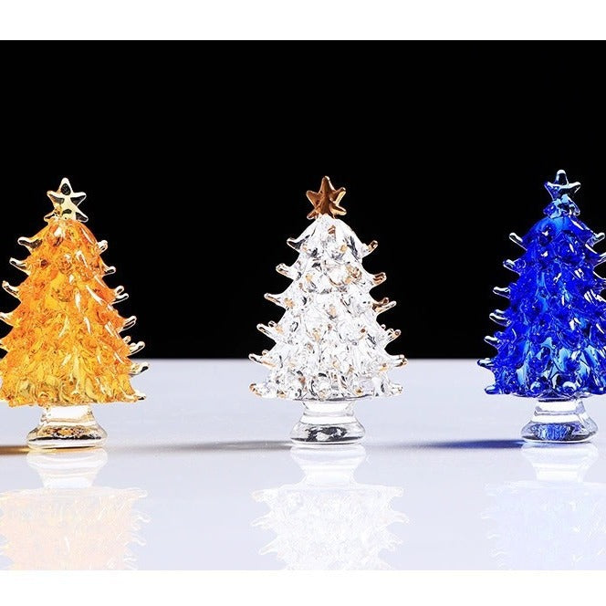 Gold crystal Christmas tree ornament catching warm light
