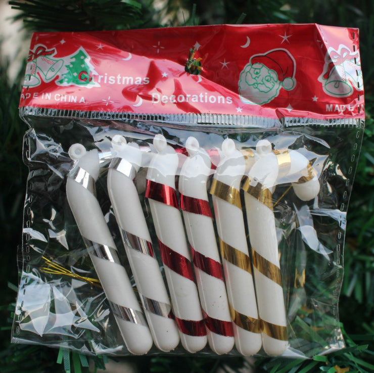 Christmas tree decoration candy canes in red white green colors