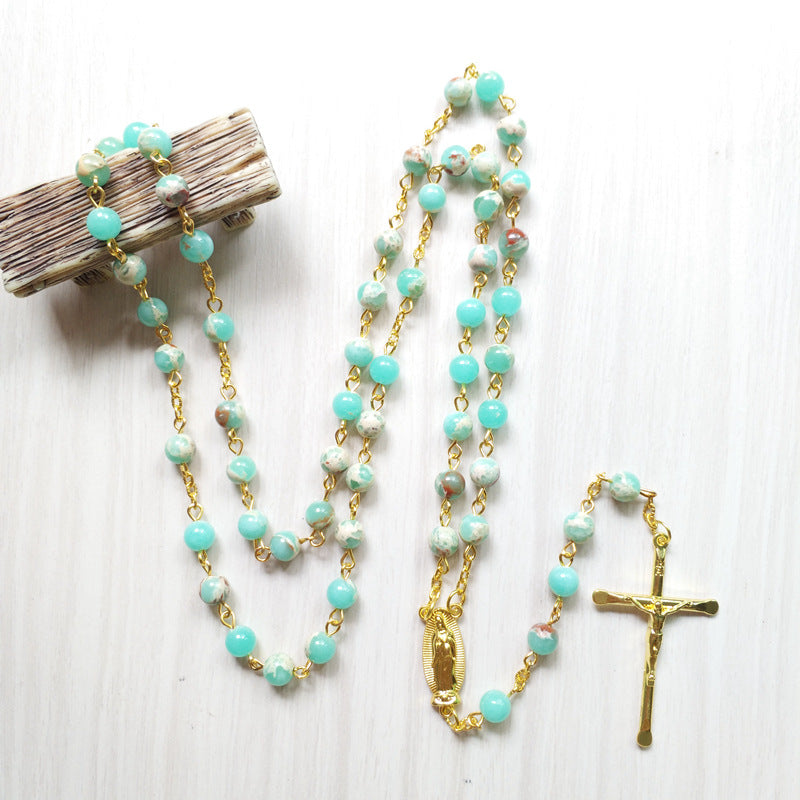 Jesus Cross Universal Necklace with round bead chain for men and women Main image