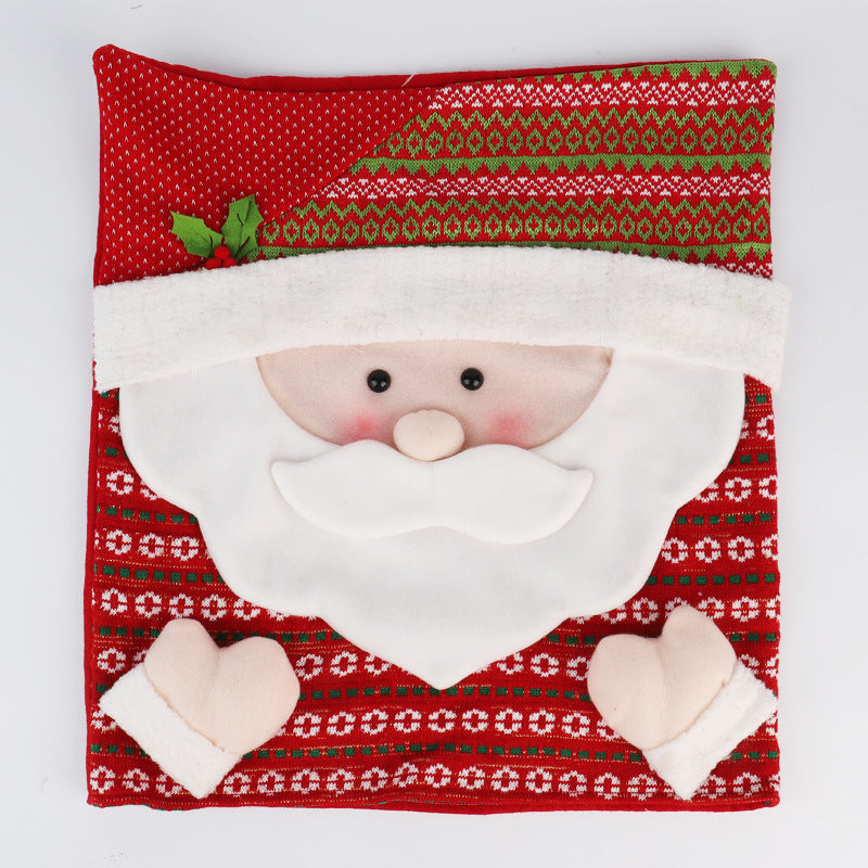 Set of Christmas chair back covers with Santa Claus design featuring red and white festive colors