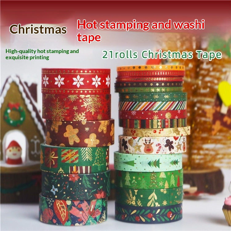 Multi-size Christmas Washi Tape Roll Set for bullet journals and decorations