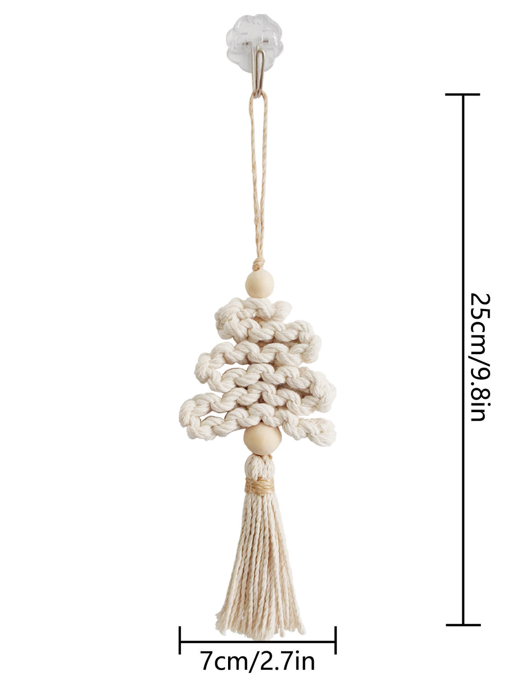 Variety of hand-woven cotton Christmas ornaments in multiple colors