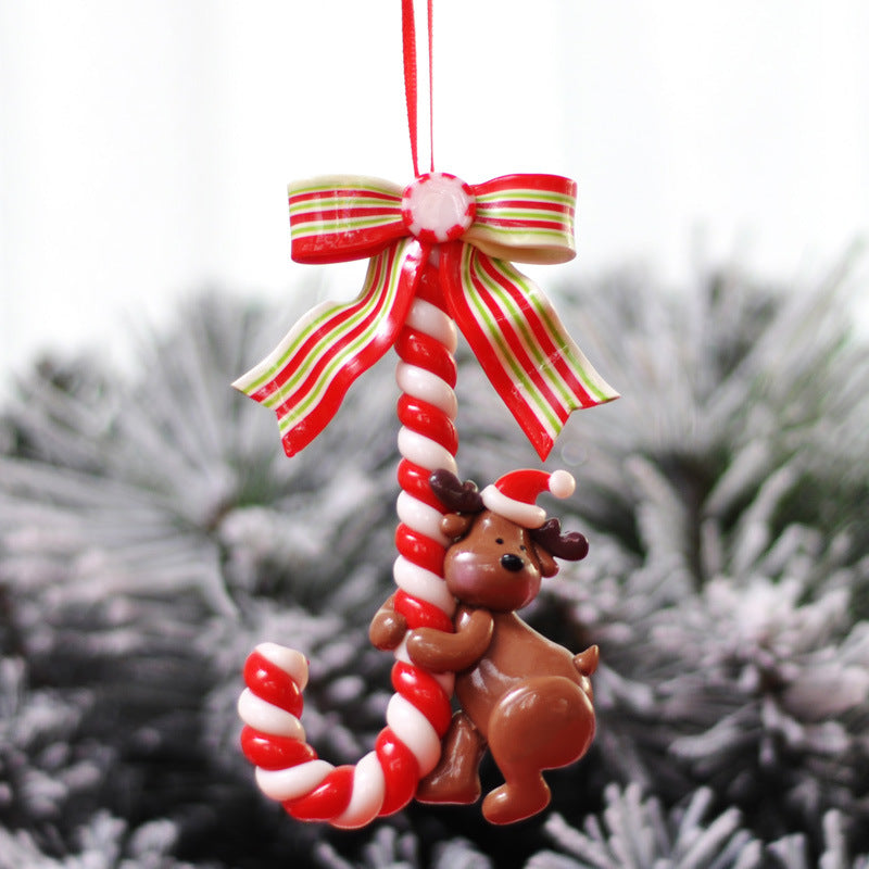 Christmas Santa Claus ornament hanging on tree with festive background Main image