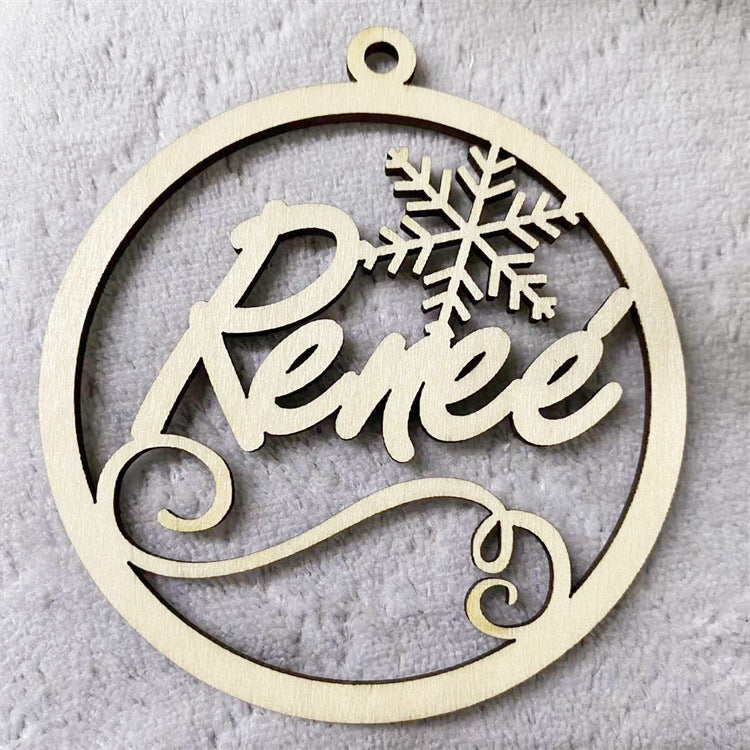 Wooden decorative pendant featuring 11 distinct Christmas tree designs