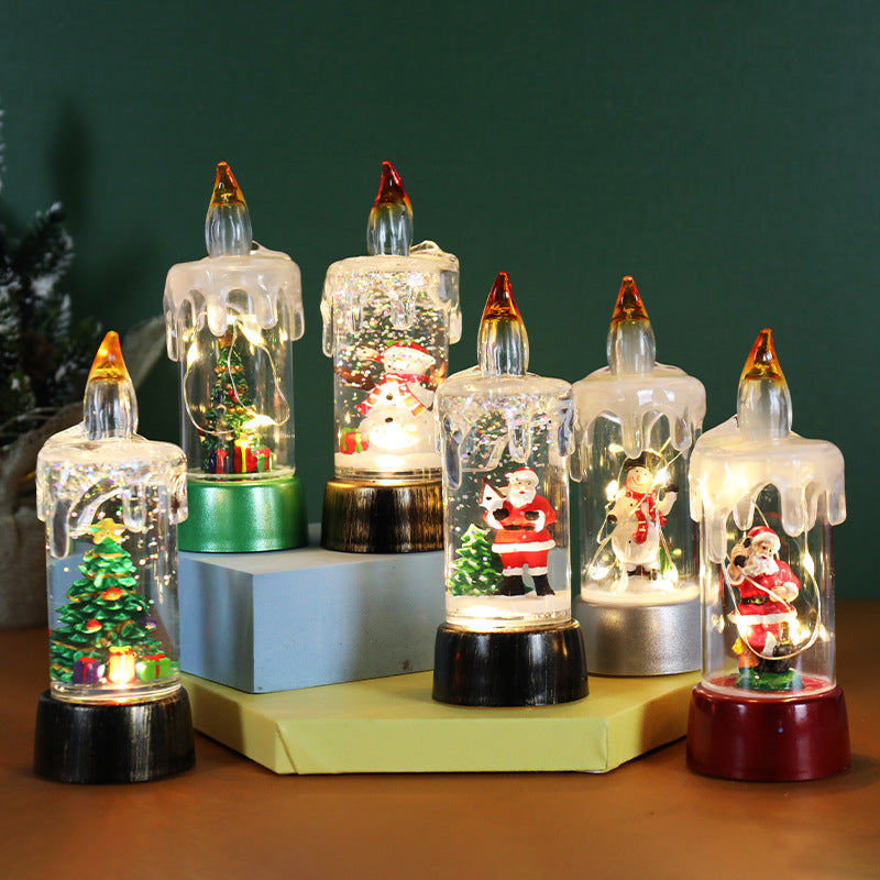 Charming Christmas desktop arrangement with copper wire ornament and warm candlelight ambiance