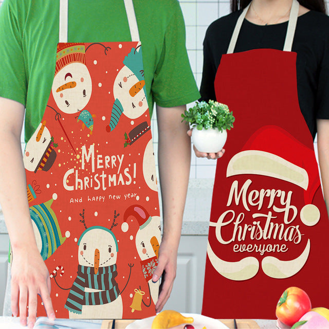 Christmas Day Apron showing front view of festive holiday pattern