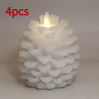Creative trend pinecone candle styled with evergreen branches and ribbon, Pinecone Christmas Candle, festive