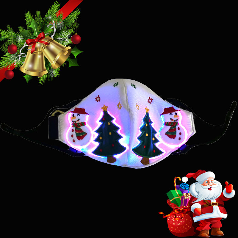 Glowing mask with Christmas theme lighting effect