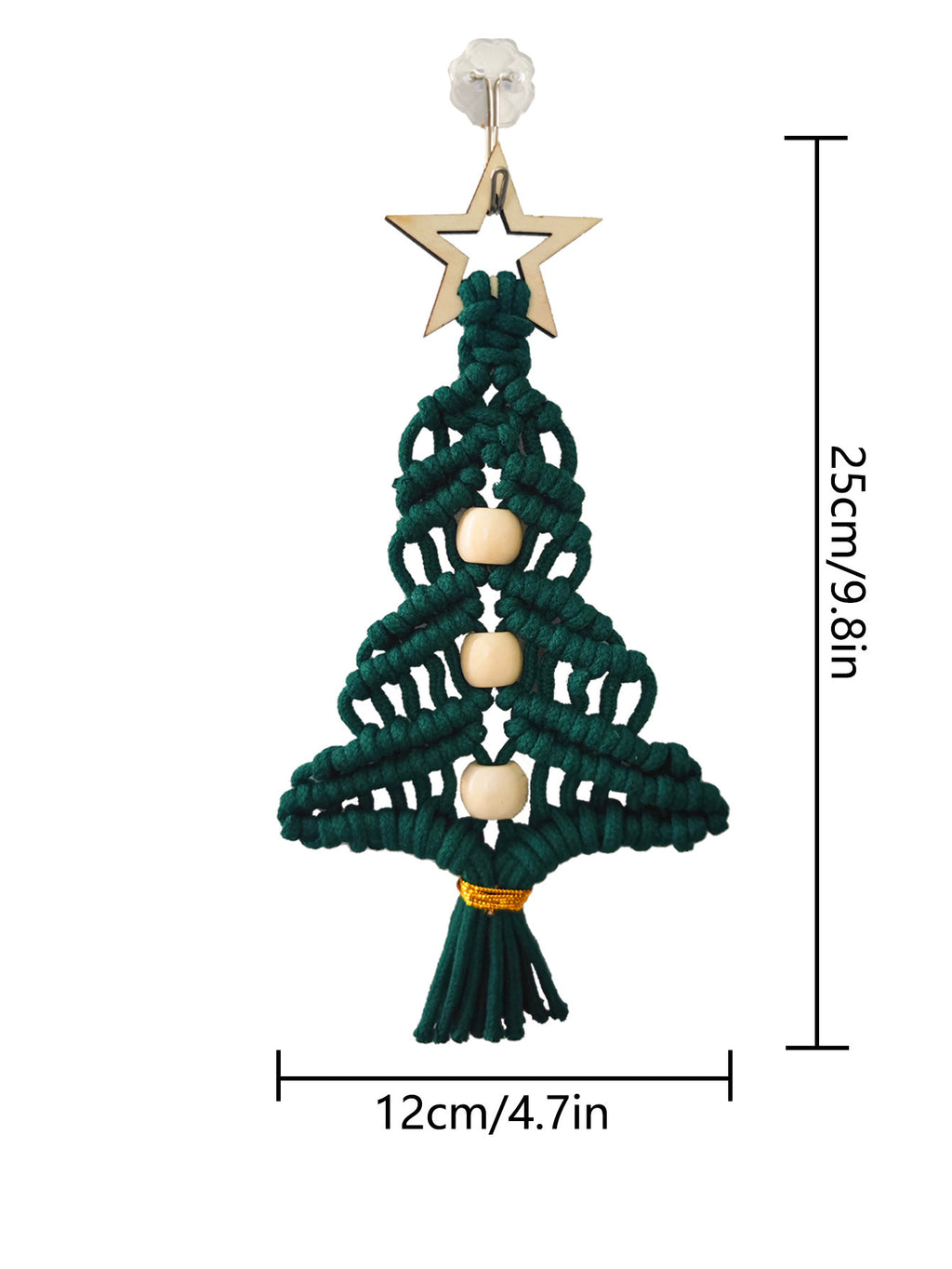 Hand-woven cotton Christmas ornament in warm gold finish