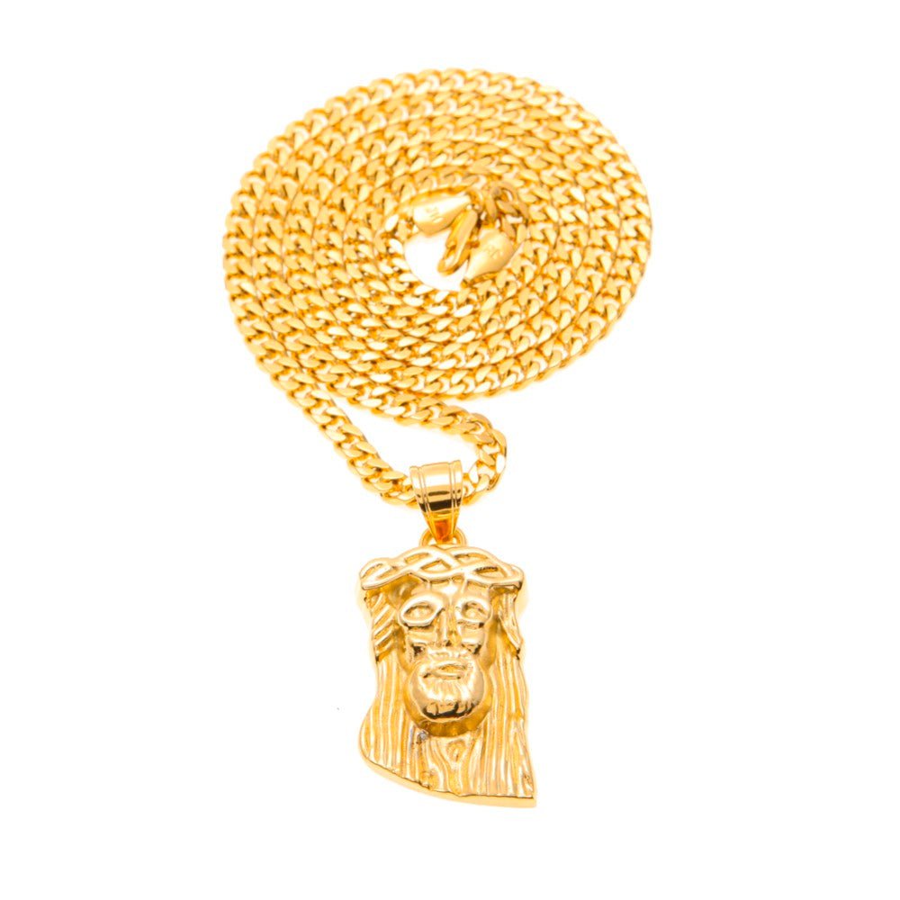 Stainless steel Christ pendant showcasing contemporary religious jewelry