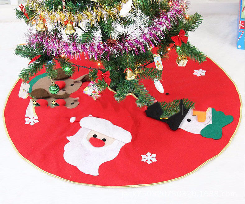 Red Christmas Tree Skirt draped at base of holiday tree, festive home decor Main image