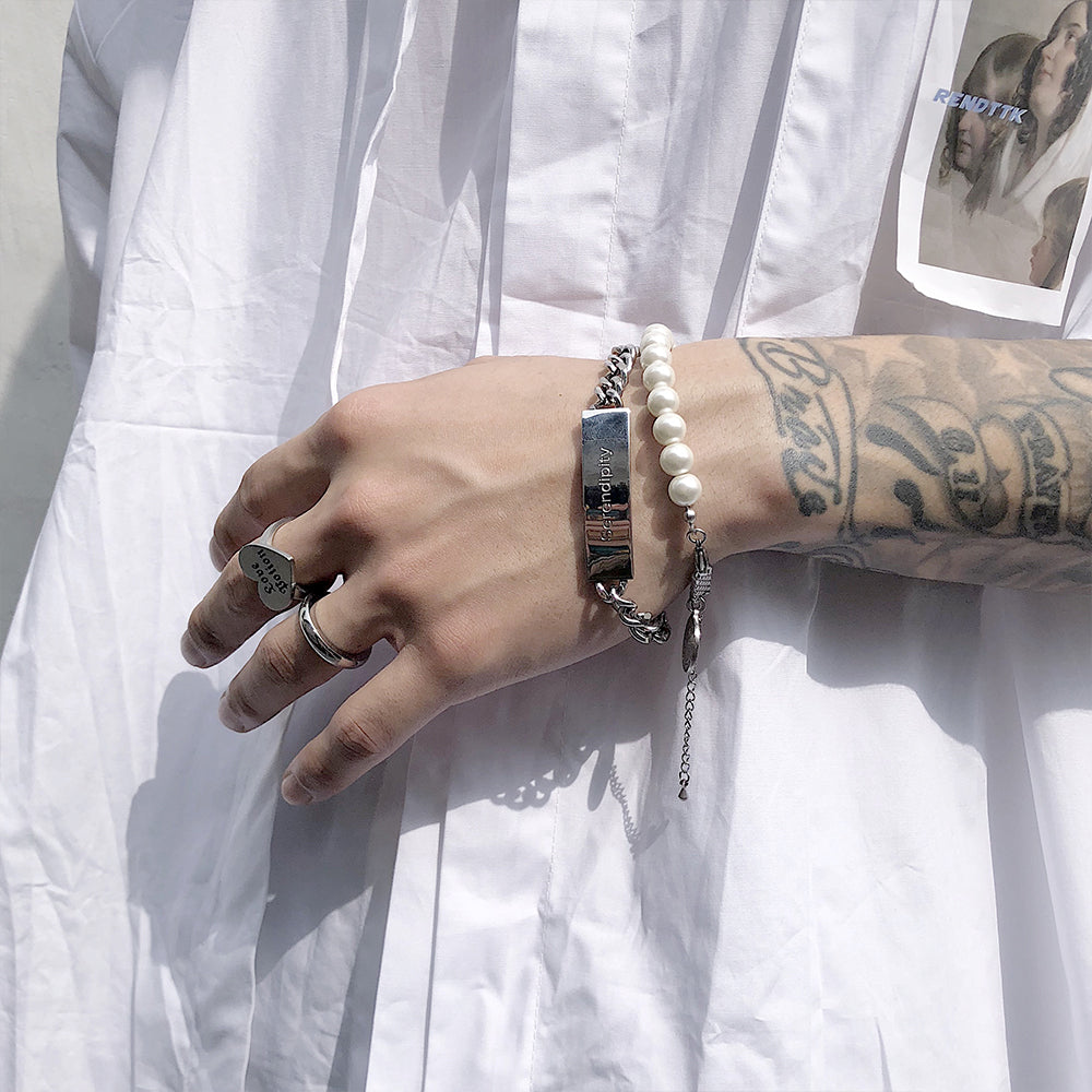 Our Lady Medal Pearl Bracelet with Cross and Crown Secondary image
