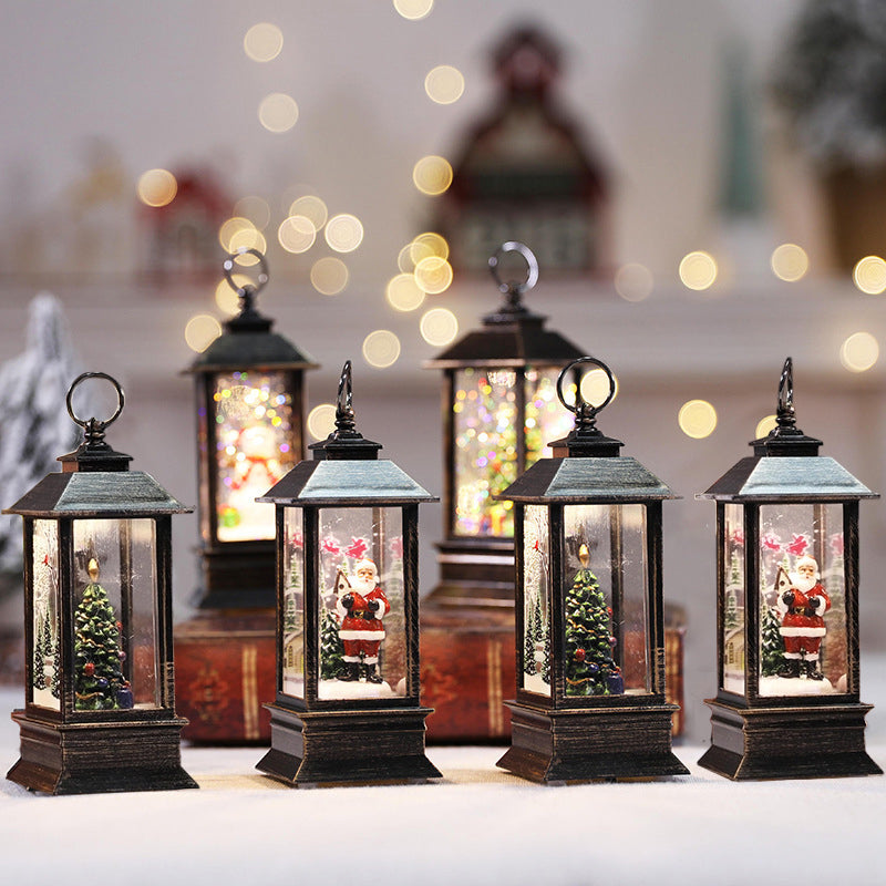 Peaceful Christmas ambiance with glowing oil lamp centerpiece