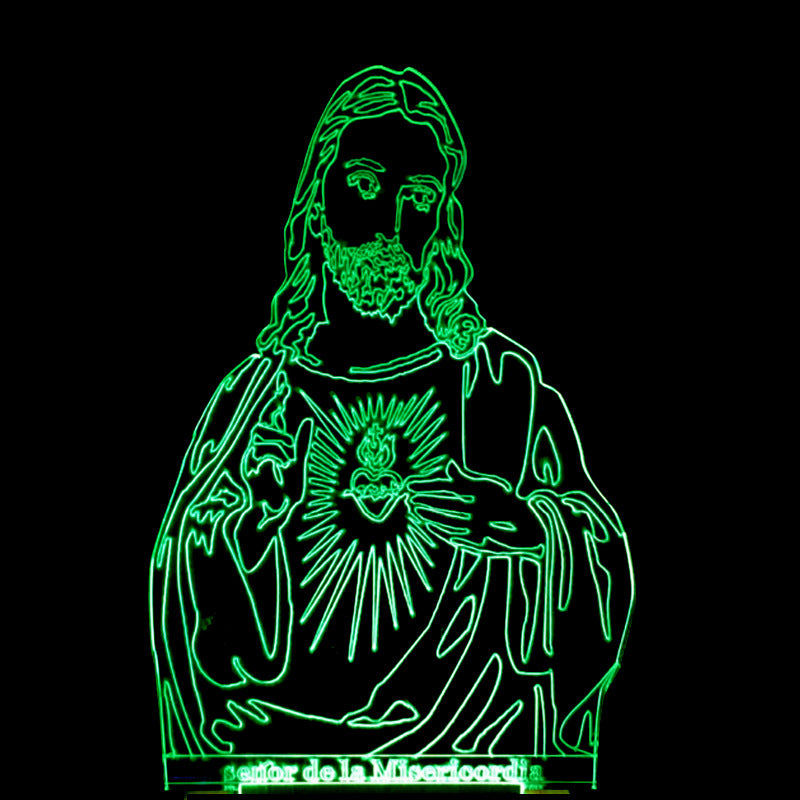 3D colorful Jesus lamp night light with remote and touch controls