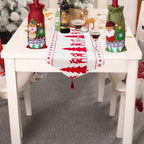 Christmas table runner showcasing festive woodland creature and snowman design