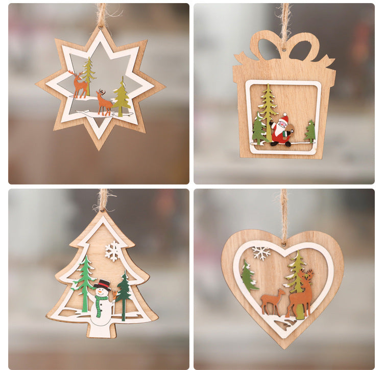 Festive laser-cut wooden Christmas ornament design