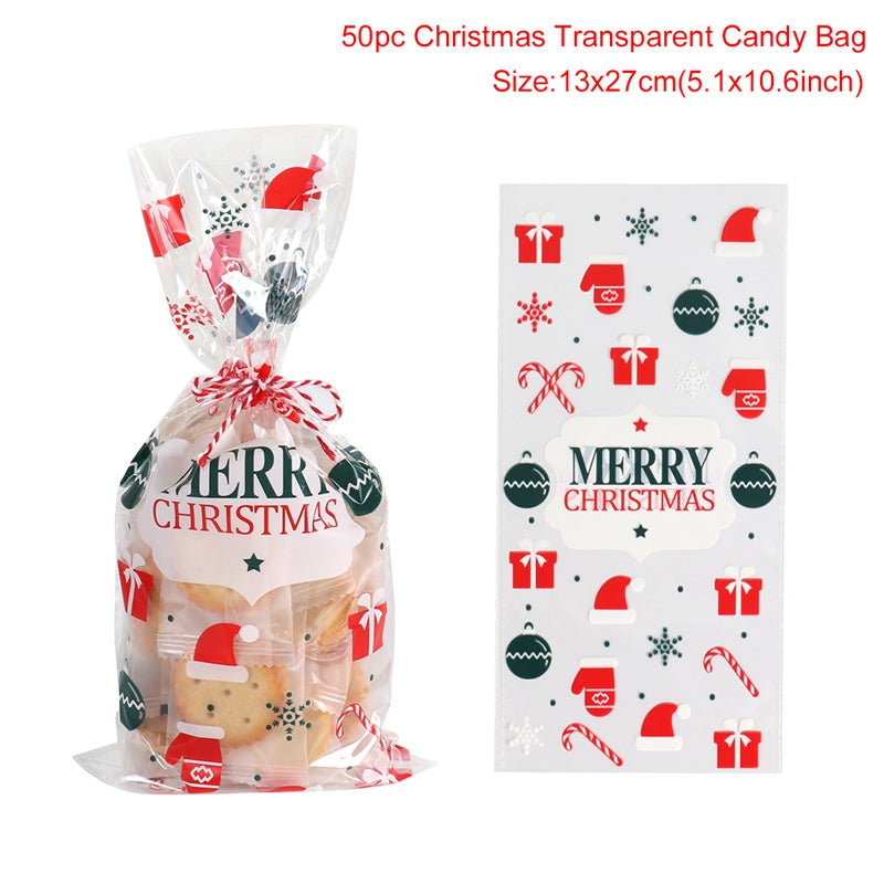 Plain red Christmas gift bag with gold accents on white background