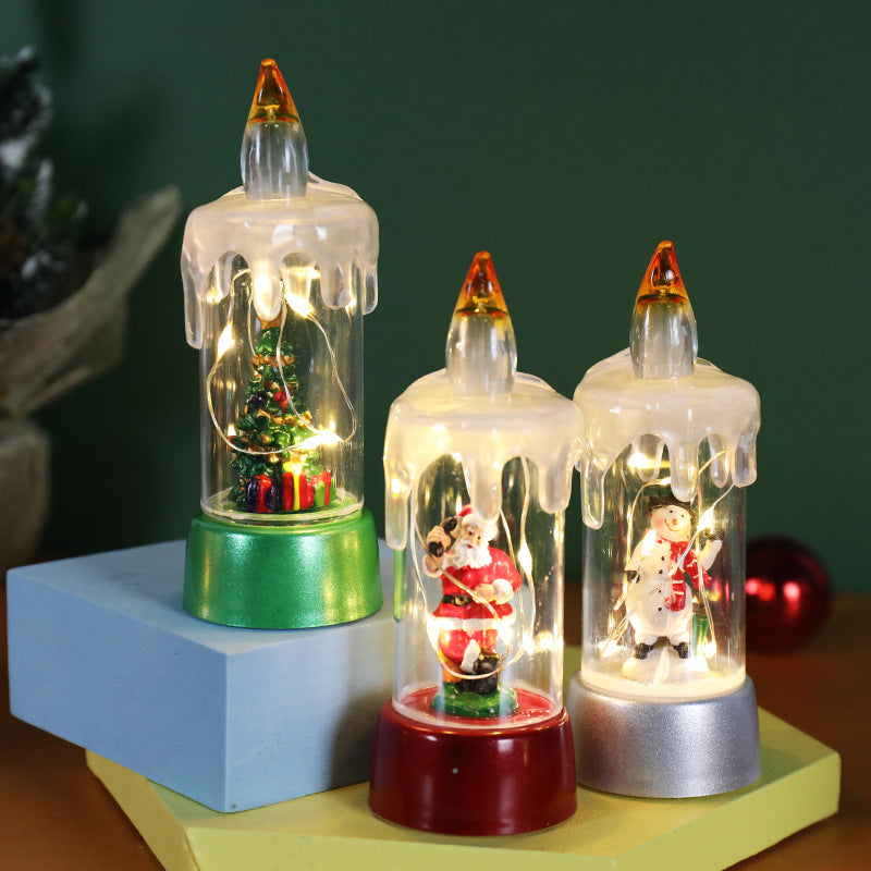 Cozy Christmas Desktop Ornament with copper wire design and warm candlelight glow