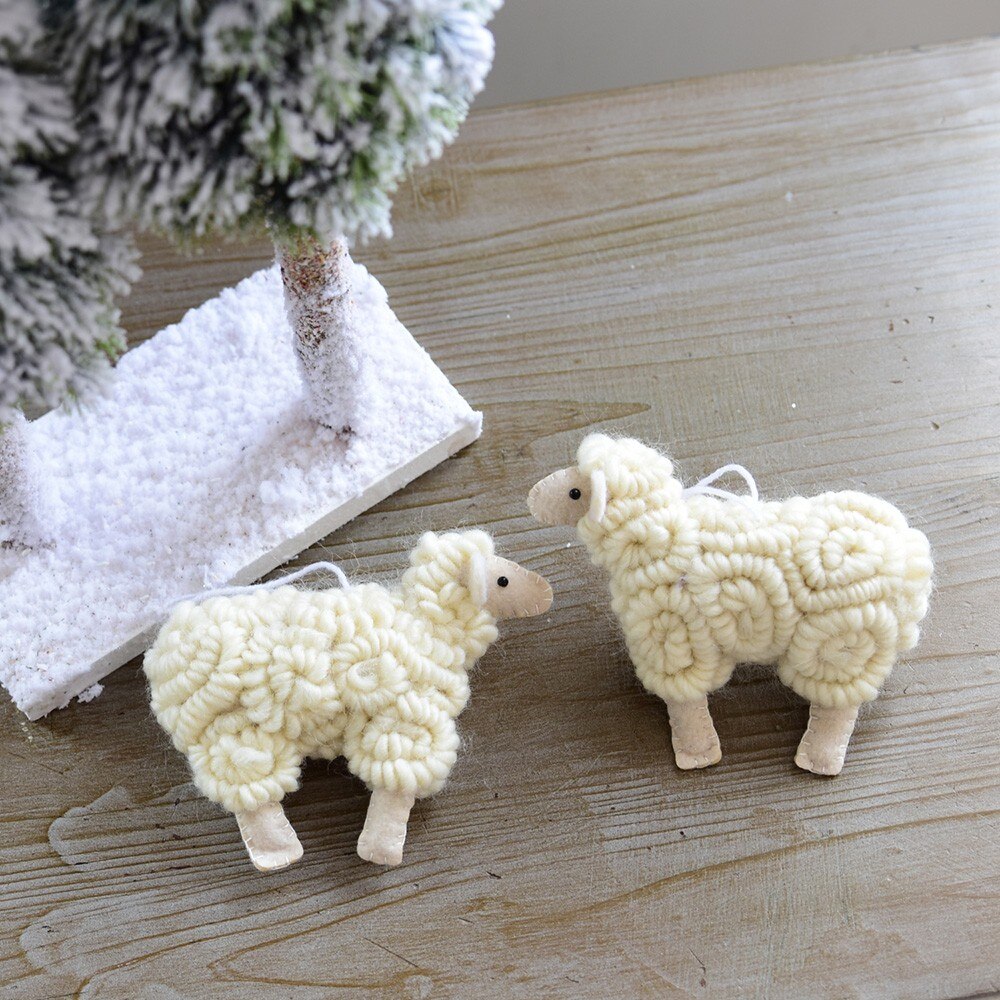 Christmas shepherd sheep ornament in soft felt material