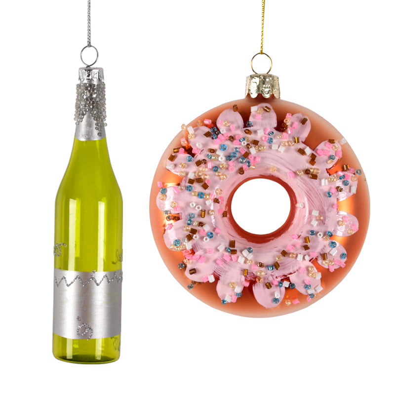 Christmas pendant ornament in golden yellow and green for holiday tree display