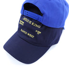 Adjustable cotton streetwear cap with dome crown featuring faith lettering