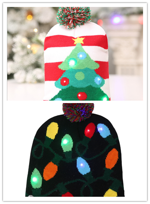 LED illuminated Christmas knit cap for festive holiday cheer