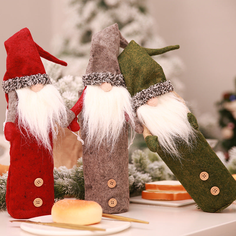 Festive faceless doll bottle cover for Christmas gift giving