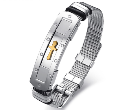 Faith-inspired men's bracelet featuring cross pendant
