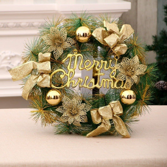 Festive Christmas Ornament Garland draped on Christmas tree with gold and red ornaments