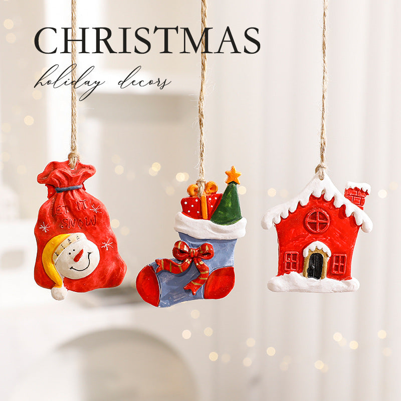 Cartoon elk Christmas ornament displayed in warm holiday lighting - Christmas decor