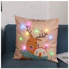 Holiday themed decorative pillow featuring Christmas cartoon imagery for cozy home atmosphere