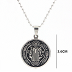 Jesus pendant on display showcasing stainless steel finish and devotional design
