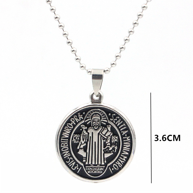 Jesus pendant on display showcasing stainless steel finish and devotional design