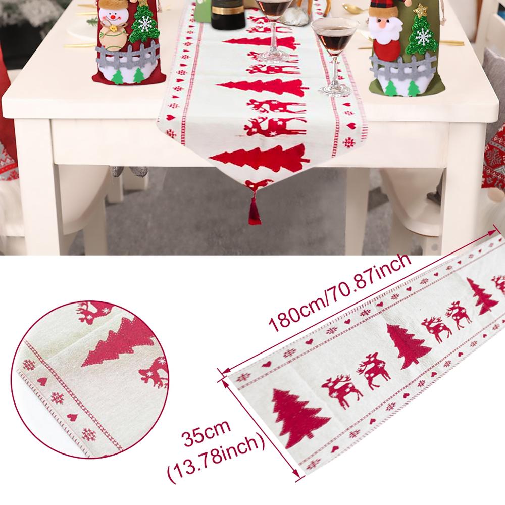 Set of Christmas table runners in three styles Christmas tree elk snowman