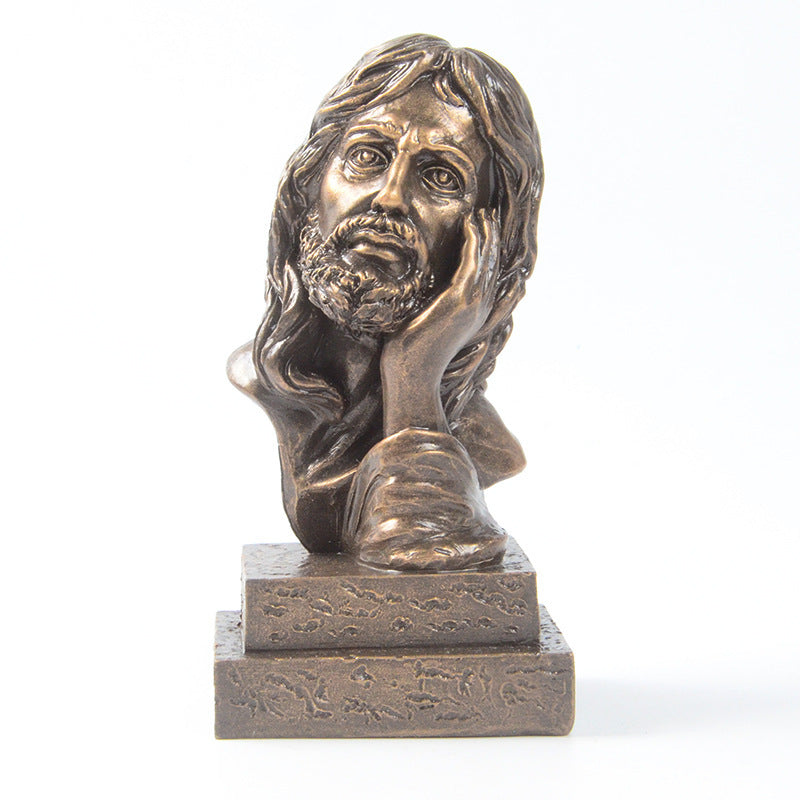 Jesus Resin Ornament Showcased as Home Faith Accent Piece