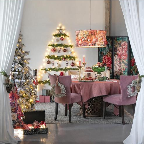 Six elegant Christmas ornaments arranged in festive display