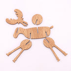 Wooden elk Christmas ornament featuring detailed antlers and natural wood tones