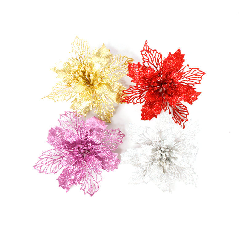 Handcrafted hollowed Christmas flower ornament with festive appeal