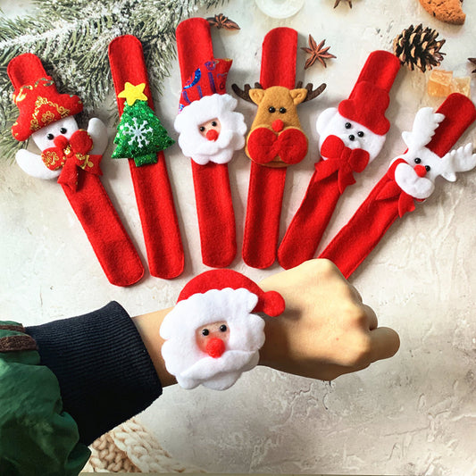Christmas plush racket ring slap bracelet in festive design