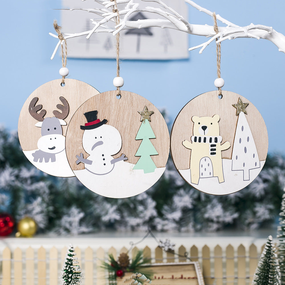 Wooden plaque pendant with European and American holiday style for festive decor