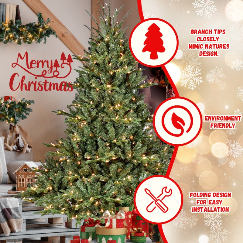 Full Christmas tree with warm glow illuminating room