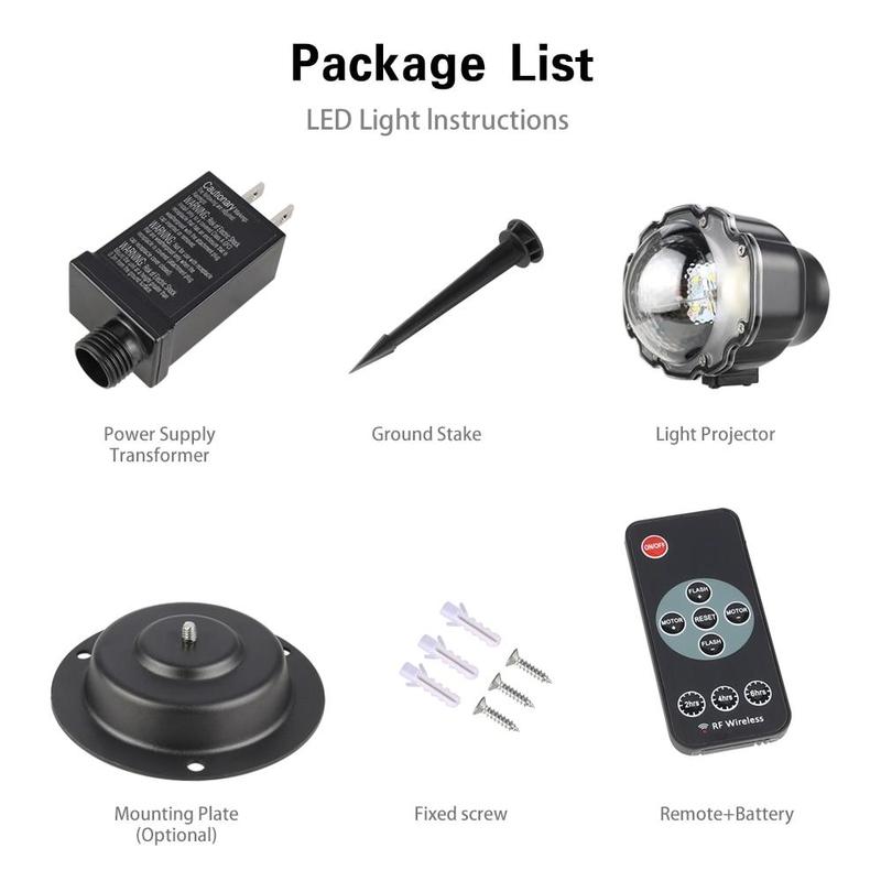 LED Snowfall Christmas Projector Light packaging and accessories view